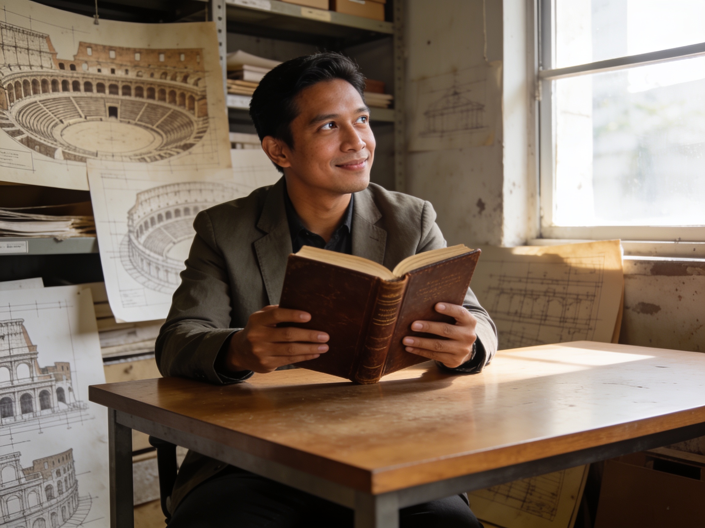 Indonesian theater historian analyzing ancient scripts for world theater history facts
